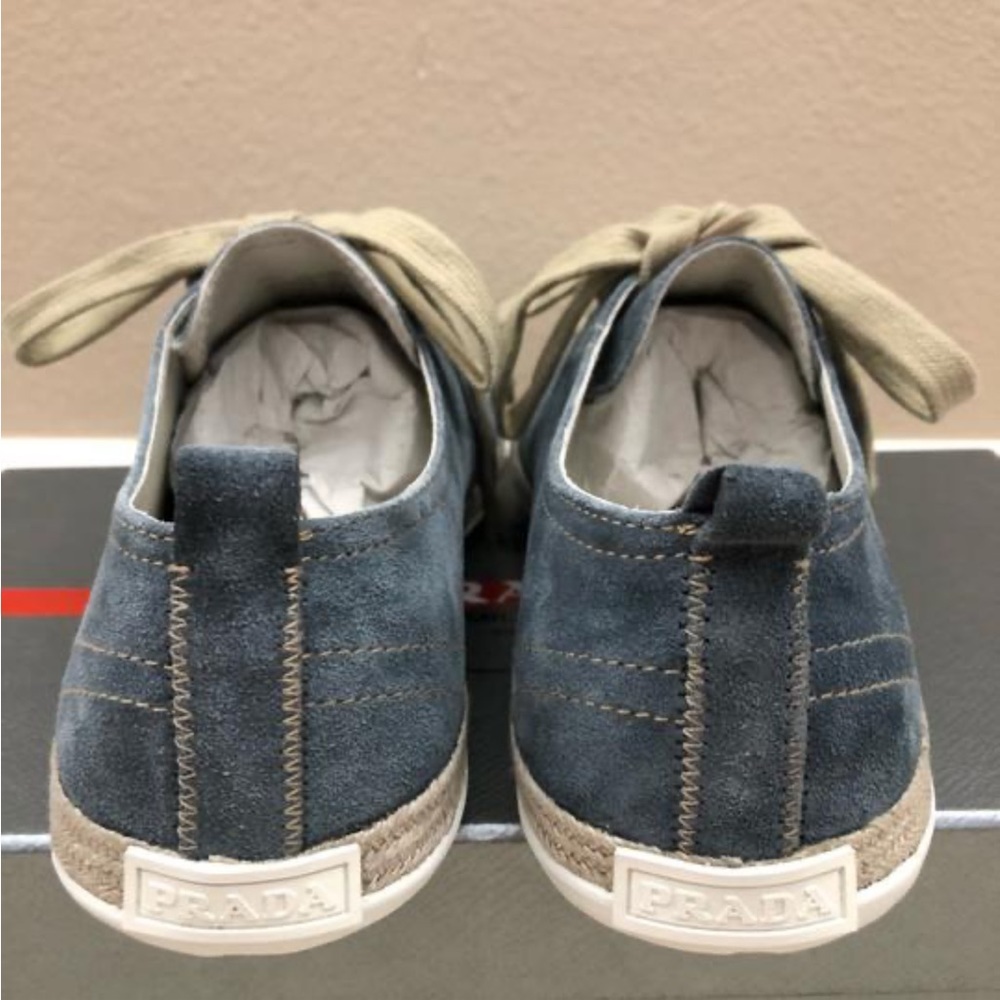 Brand new Prada espadrilles sneakers. Blue denim suede sneakers.